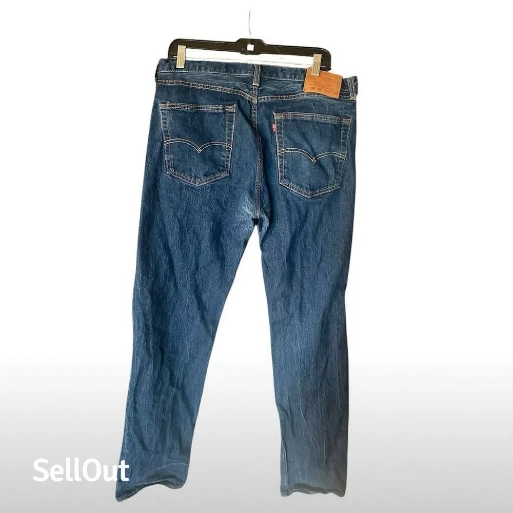 Levi's 501 Men's Jeans W36 L36 Button Fly Straight Leg Dark Denim